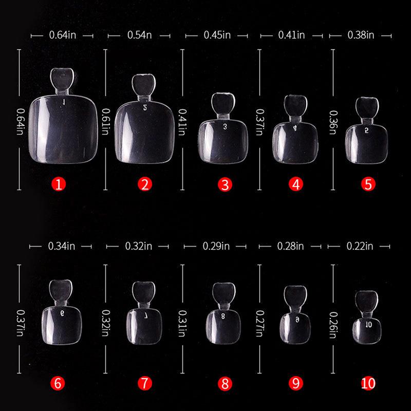 

500 шт. накладные искусственные ногти на ногах, французские кончики ногтей, маникюр прозрачный