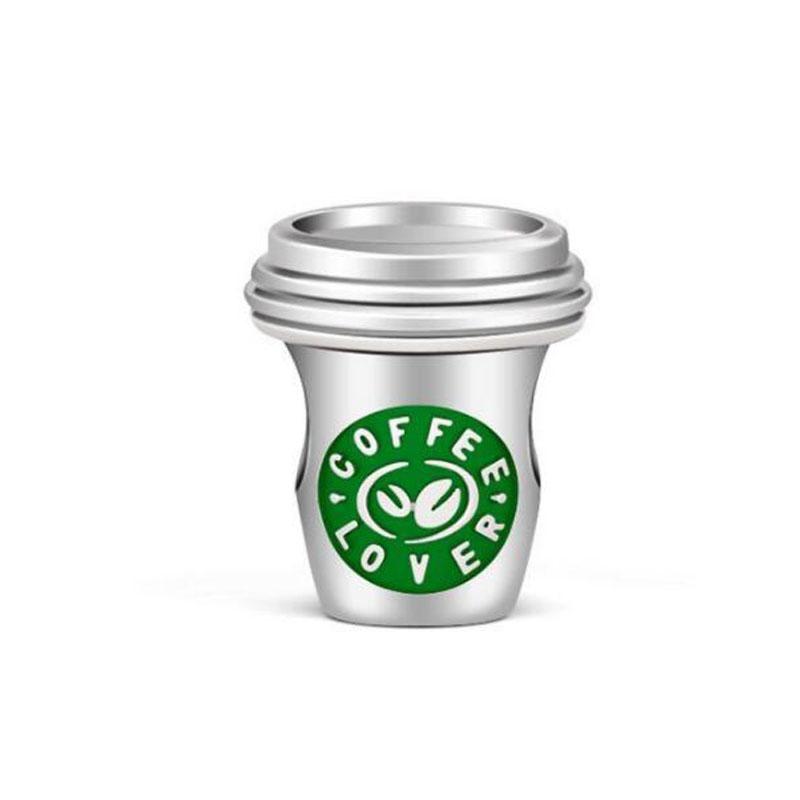 New Copper Pendant Coffee Cup Charm Bead Fit Original Women Bracelet Beer Wine Dangle Jewelry Gift