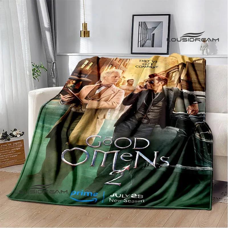 Good Omens Movie Print Blanket Kids Warm Nice Flannel Soft Comfortable Home Travel Blanket Bed Blanket Birthday Gift