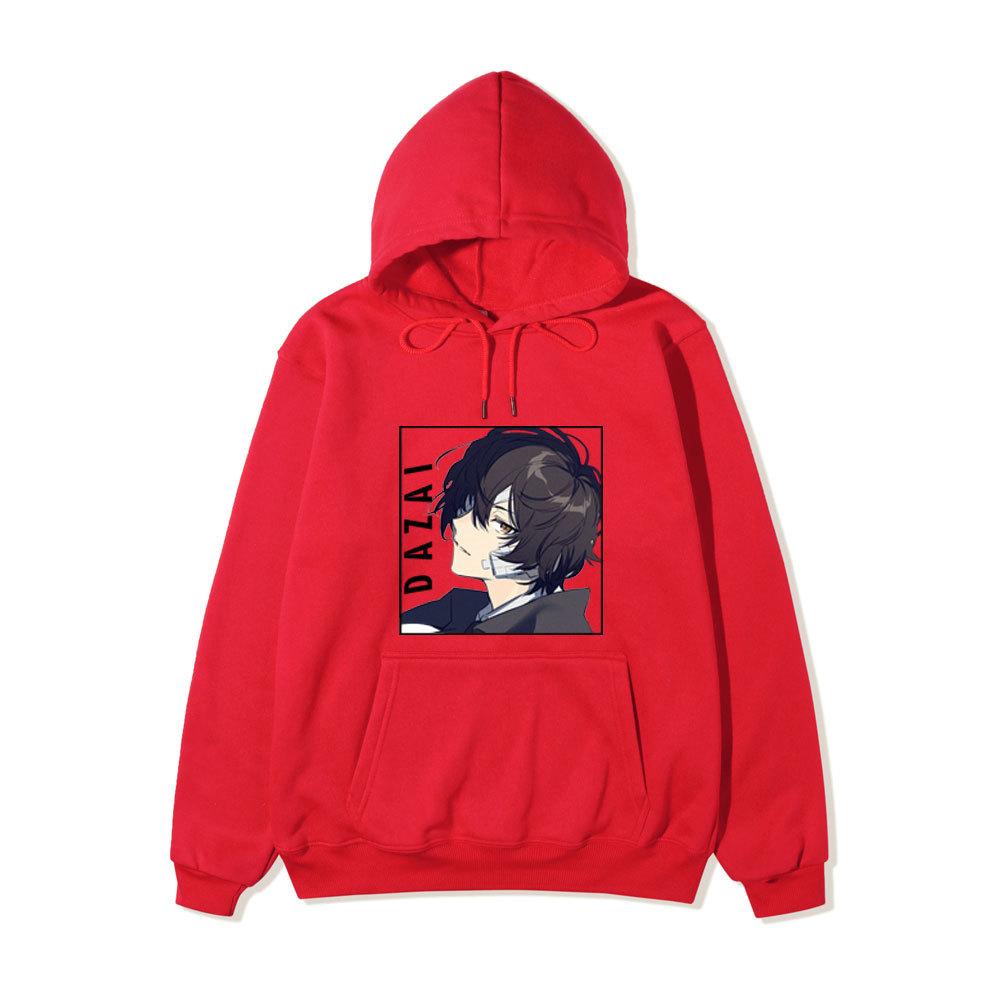 Men Women Fleece Hoodie Dazai Anime Portrait Tokyo Ghoul Kanji Autumn Winter Street Long Sleeve Sweatshirt