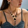 Bohemian Retro Spiral Snail Pendant Y-shaped Necklace Stud Earrings Set Female Elegance and Exquisite