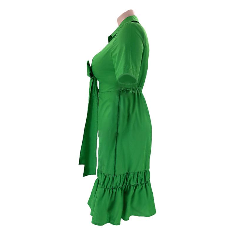 Dámský top poloviční kardigan s klopami v plné barvě nadměrné velikosti, stylové šaty s volánky na zavazování