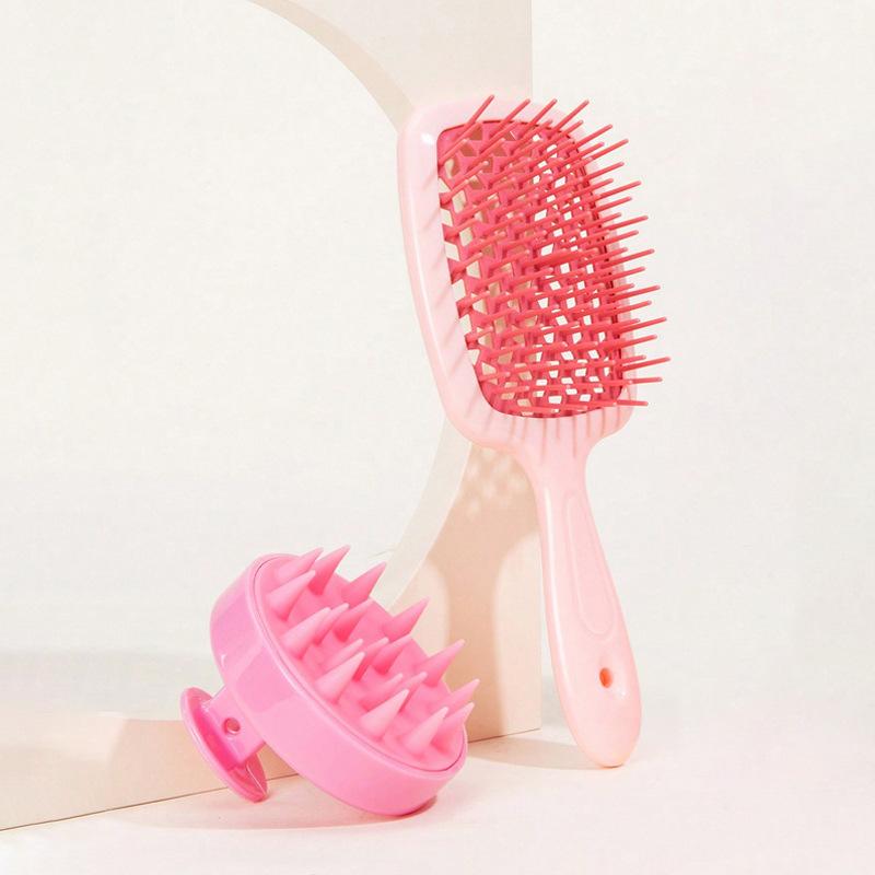 

Набор из 2 шт. Массажная расческа для кожи головы, расческа с прорезями, массажная щетка для шампуня для ванны и мытья волос, бутылка-спрей, парикмахерские инструменты для салона розовый