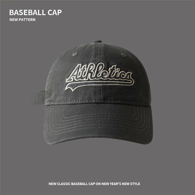 

Baseball cap Men s washed cotton letter soft top baseball cap Children s versatile big head circumference showing face small cap Adjustable (54-60)