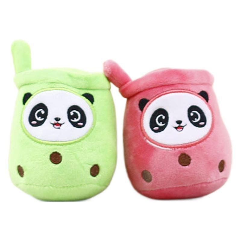 Niedlicher Panda-Plüsch-Teetassen-Schlüsselanhänger, farbenfrohes Stofftier, Hängedekoration