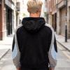 Splicing printing pattern hooded sweater for men and women with the same style trendy