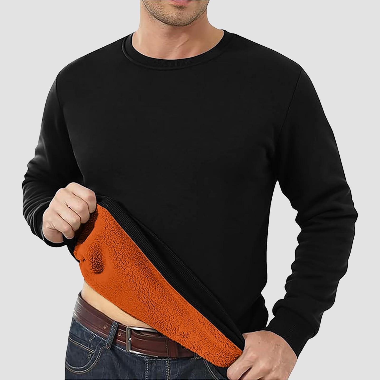 

Men s Lined Sweatshirts Premium Heavy-weight Fleece Pullover Thick Thermal Sweatshirts L чёрный