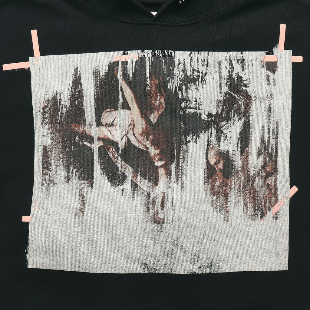 Off-White Dissolving Oil Painting Religious Stripe Hoodie Men Hoodie Black OMBB001F150030031088