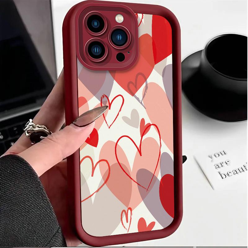 Heart Shape of Love Printed Fashion Case Flexible Soft Silicone TPU Shell Full Back Cover for iPhone Samsung