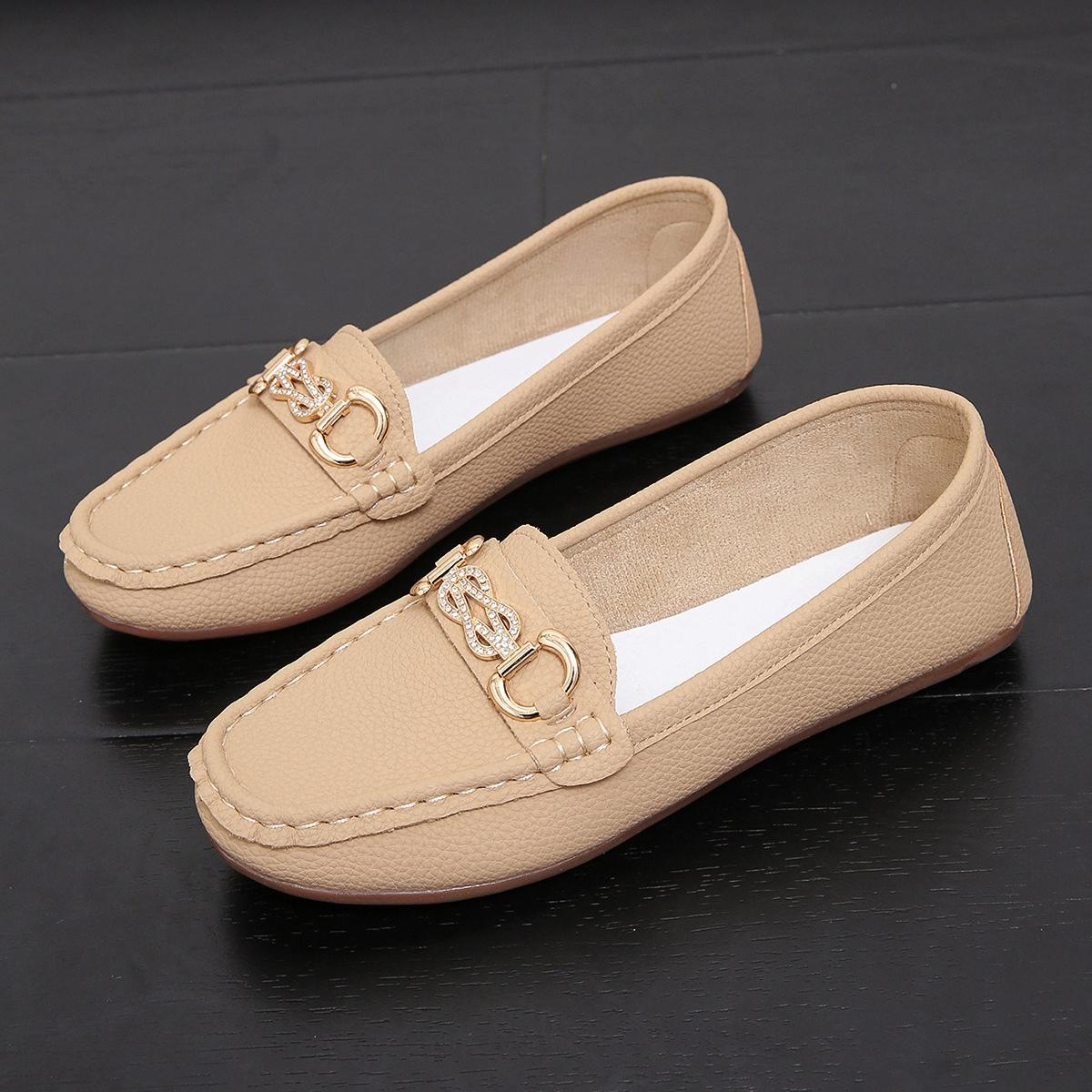 

2025 неглибокі одинарні туфлі повсякденні на плоскій підошві туфлі Doudou британський стиль маленькі шкіряні туфлі туфлі на м якій підошві нековзкі ліниві туфлі 41 хакі