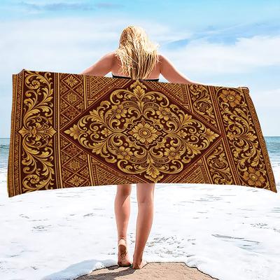 Vintage Patter Print Towel Sport Quick-Drying Super Absorbent Camping Towel Super Soft Lightweight Gym Swimming Yoga Beach Towel