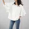 Summer New Double-layer Lotus Leaf Sleeve Crew Neck Shirt Women's Casual Loose Top Women's