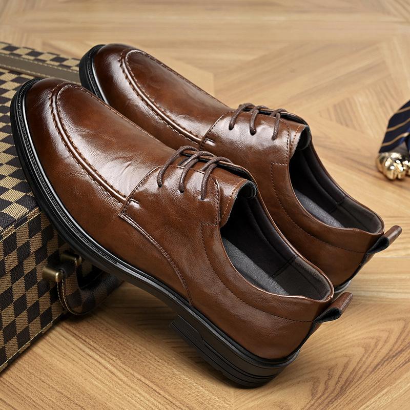 Leather Shoes Men's Autumn New Soft-soled Men's Casual Shoes  Dress Single Shoes Groom Wedding Shoes
