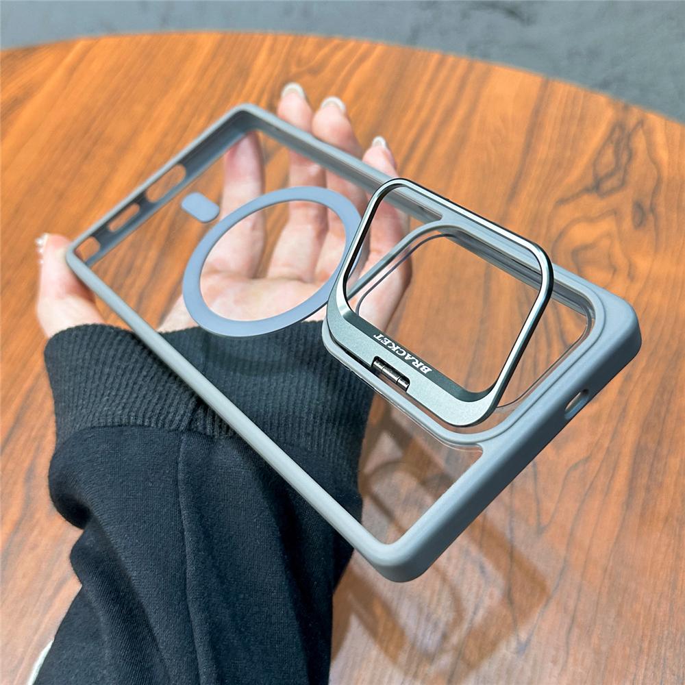 Fold Lens Stand For Magsafe Magnetic Case For Samsung S26 S25 Ultra S24 FE S23 Plus S22 Clear Wirelesss Charge Shockproof Cover