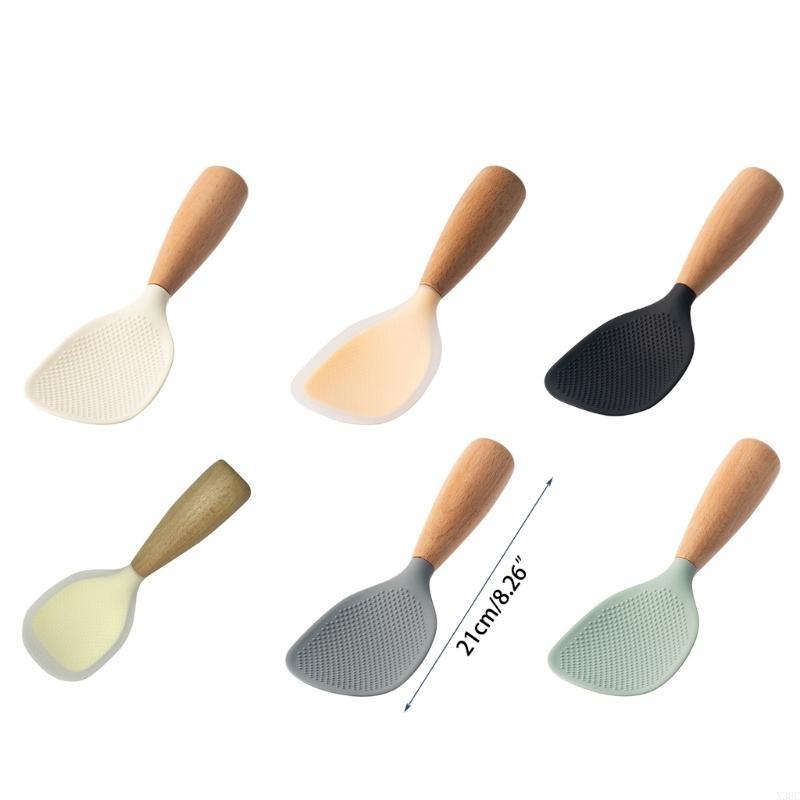 Ergonomic Silicone Spoon with Handle Non-stick Rice Spoons Rice Shovels X3UC