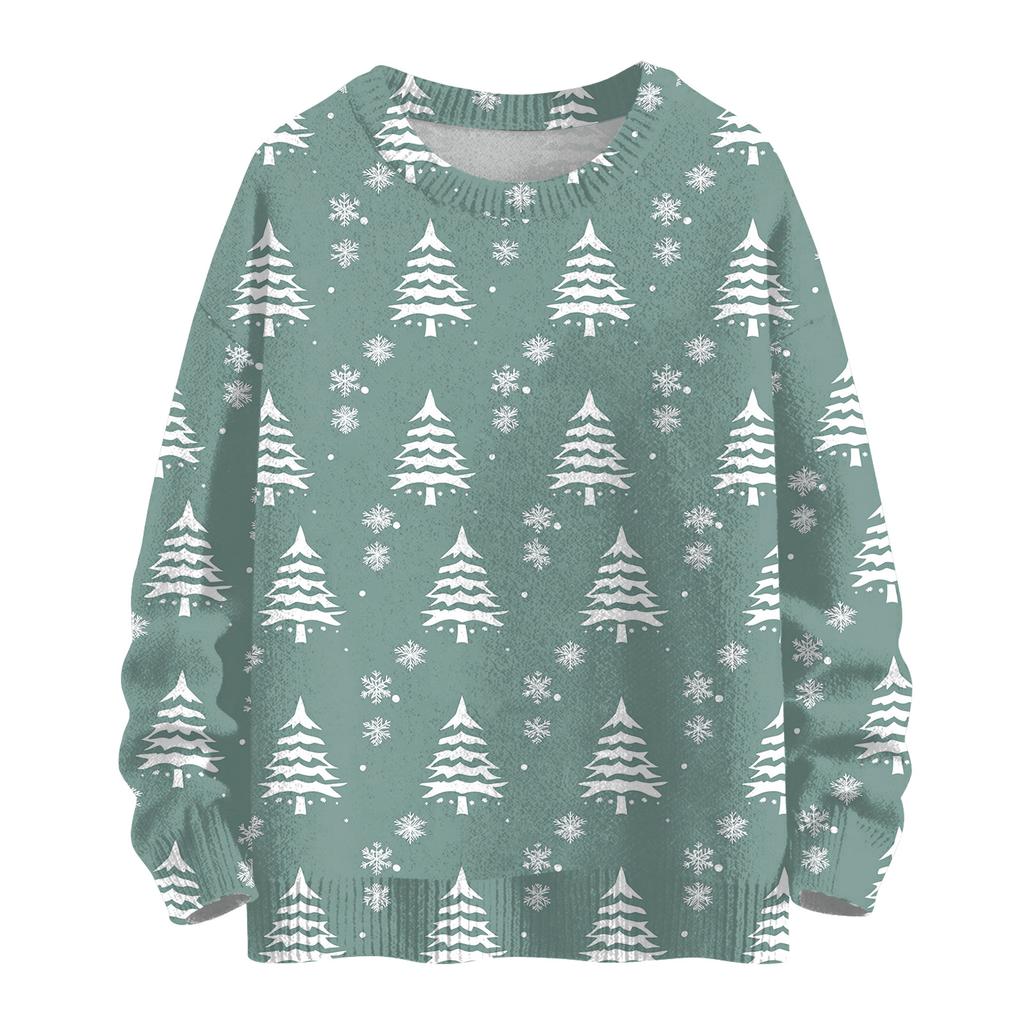 Women's Casual Long Sleeve Woolen Christmas Sweatshirt Fall  Vacation Long Sleeve Pullover