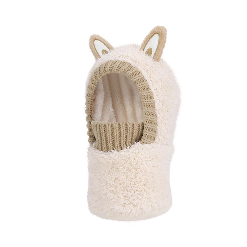 Kinderhut Cartoon Schal Integrierte Strickmütze Winter Outdoor Plüsch Warme Ohrenschutzkappe