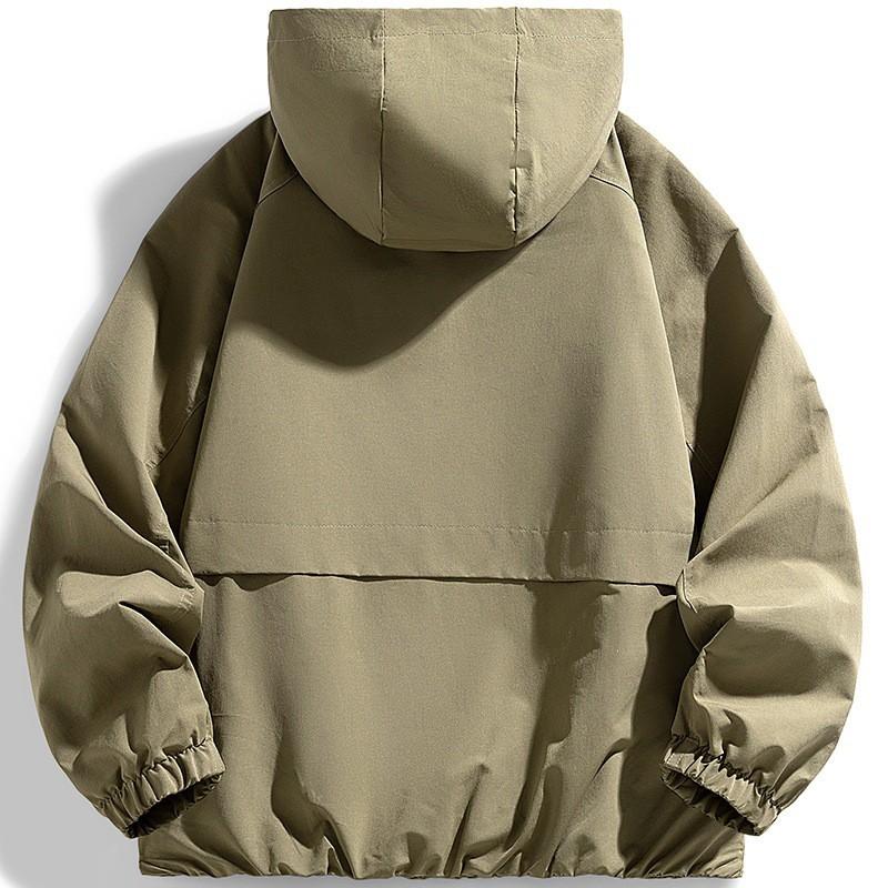 Herren Oversized Kapuzenjacke Winddicht Wasserdicht Leichte Sportliche Freizeit-Außenbekleidung in Unifarben