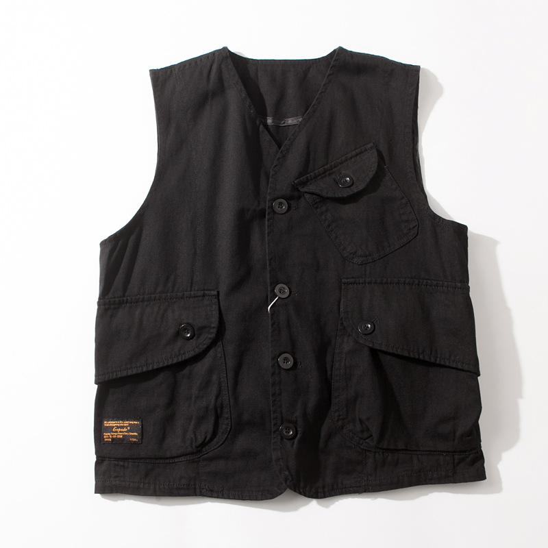 Unisex Vintage Workwear Multi Pocket Loose Vest For Men Women M