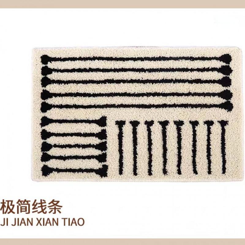 Soft Faux Wool Bath Mat Bathroom Entryway Non-Slip Floor Rug Modern Minimalist Style Washable Plush Doormat