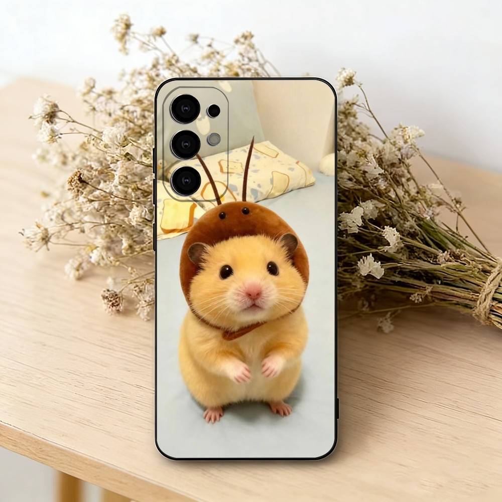 Cute Animal fluffy Hamsters  Phone Case For Samsung S25,S24,S21,S22,S23,S30,Ultra,S20,Plus,Fe,Soft Silicone Black Cover