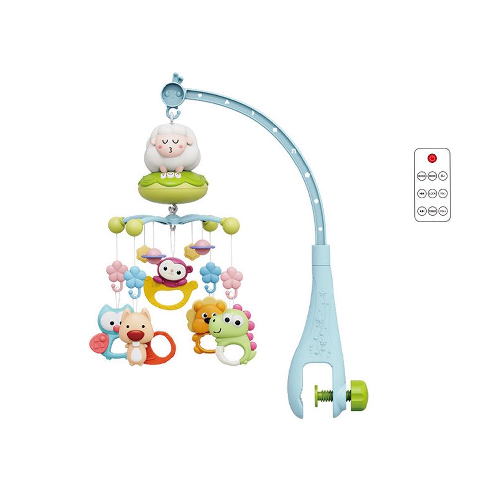 Baby Crib Mobile Multifunctional Musical Rotating Toy with Music and Timer for Newborns Soothing Cute Sheep Blue