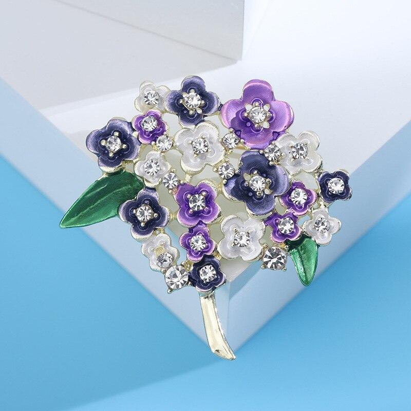 Blucome Creative Oil Dripping Zirconium Embroidered Brooch Women's Temperament Clothing Accessories Plant Series