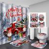 Cute Snowman Christmas Shower Curtain Set Silver Pine Branches Snowflake Xmas Balls Bathroom Decor Rug Bath Mat Toilet Lid Cover