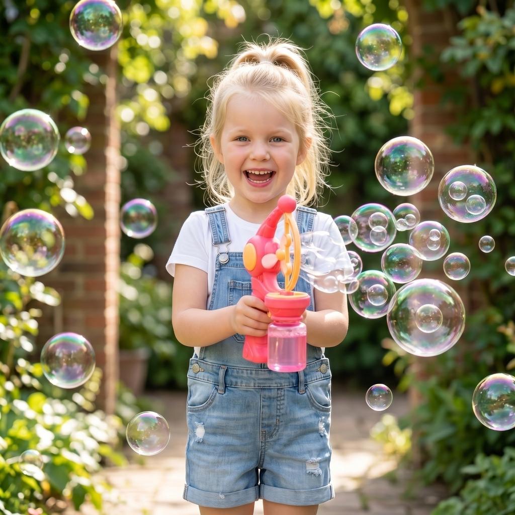 Automatic Bubble Gun Toy with 130ml Capacity Large and Small Bubble Production Electric Bubble Blower for Outdoor Family Interaction Play
