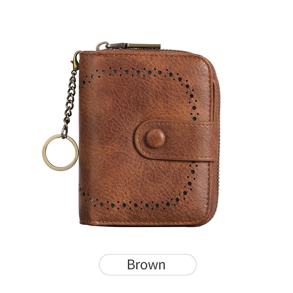 New Anti-theft Brush Women's Wallet Hollow Short Organ Card Bag Retro Large-capacity Wallet