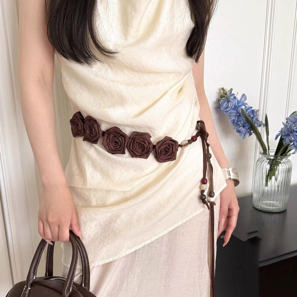 Hair Accessories Dress Waist Chain Rose Ethnic Style Bead Waist Belt  Daily