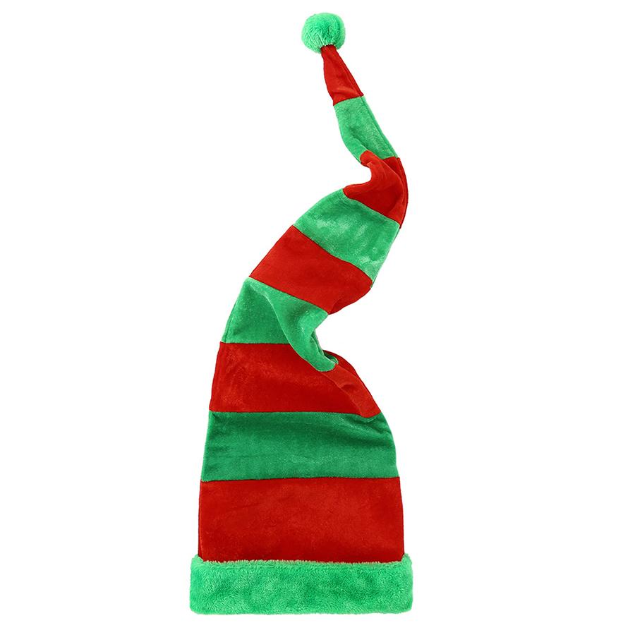 Christmas Hat Long Bendable Striped Felt Plush Santa Claus Cap Christmas 60cm