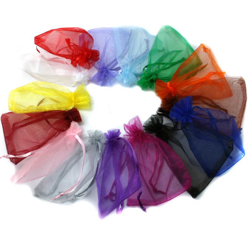 Top Sale 10pcs 7x9/9x12cm Drawstring Organza Jewelry Packaging Display Jewelry Pouches For DIY Jewelry Wedding Gift Beads Bags