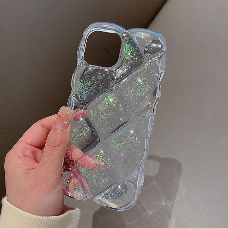 Capa transparente com glitter e lantejoulas 3D Diamond para iPhone 13 12 11 Pro Max Xs Max Xr X 7 8plus Capa de silicone transparente Capa com diamante 3D
