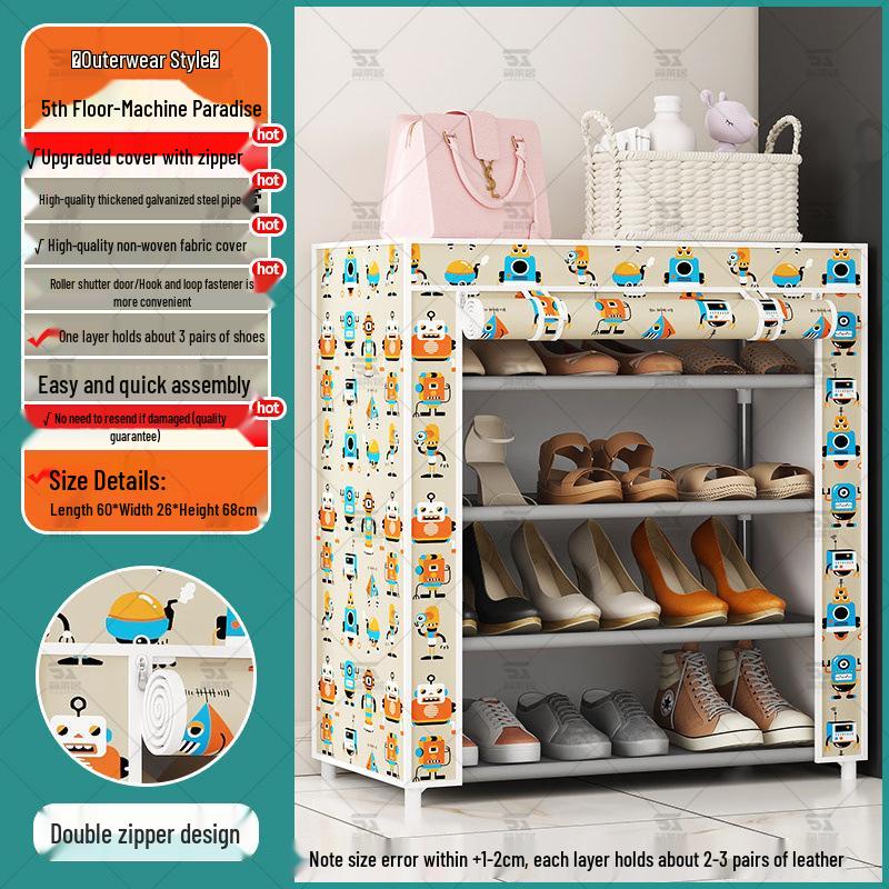 Multi-Layer Indoor Shoe Rack with Curtain