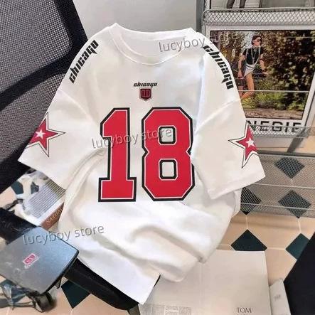 Men's digital print short-sleeved jersey sweatshirt football t-shirt retro casual top men's loose clothing