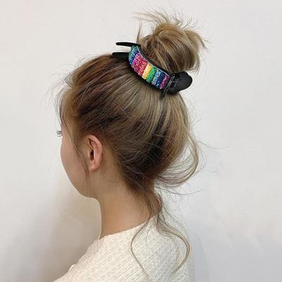 Koreanische Regenbogen Haarspangen Große Krabben für Pferdeschwanz Dutt Haarklammern Süßigkeitenfarbe Haarspangen Zubehör Mode Kopfschmuck Geschenke
