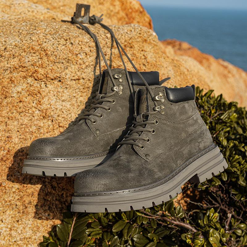 Martin boots high-top retro British style flip shoes medium-top boots inner height-increasing shoes autumn