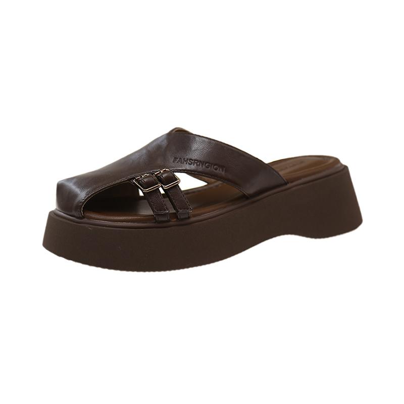 Women's Slope Heel Sandals Spring New Style Round Head Deep Mouth Waterproof Table Anti-slip Wear-resistant Slippers