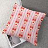 Cherry Stripe Square Jacquard Pillow Cover for Sofa Office Waist Cushion Cover Home Decorative Pillowcase