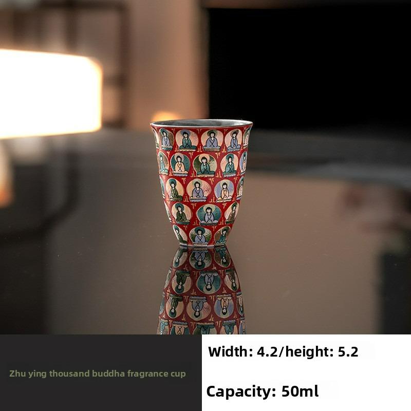 

Dunhuang Themed Tea Set Thousand Buddha Small Tea Cup Chinese Gongfu Ceremony Porcelain Cups for Drinking Traditional Style cup