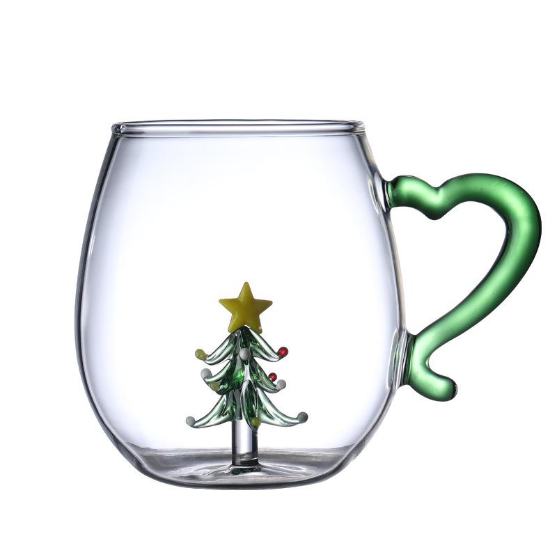 Creative Christmas Glass Mug Snowman Christmas Tree Design Gift Cup