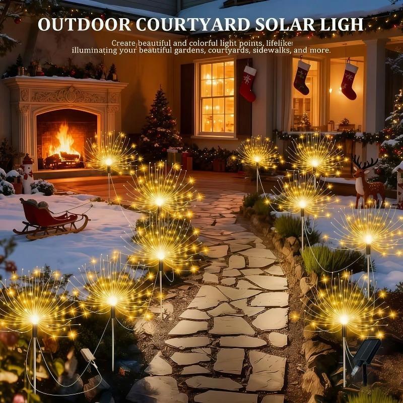Solar Garden Lights 200LED Waterproof Outdoor Firework Lamps Copper Wire Fairy Lights for Lawn Pathway Yard Patio Garden Decorative Lighting