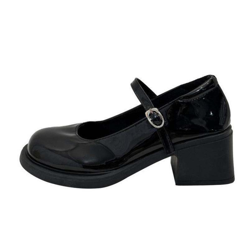Fashion Comemore Retro Mary Jane Shoes Women Versatile Thick Bottom Leather French Style Round Head Buckle Single Shoes Versatile 2025