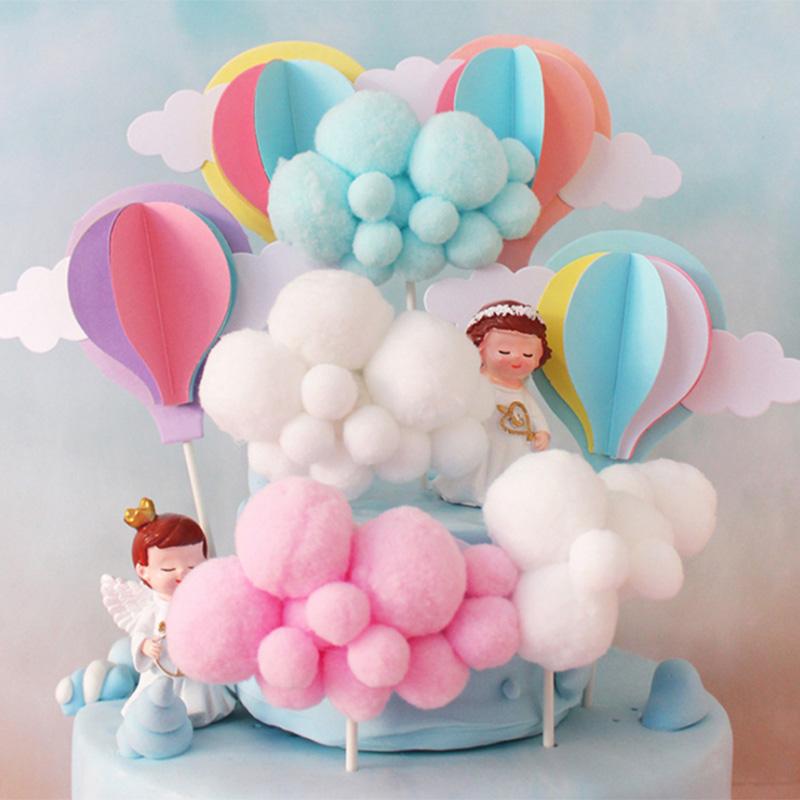 Unicorn Cake Topper Rainbow Cloud Balloon Cupcake Topper Kids Birthday Cake Flags Decor Baby Shower Girl Favors Cake Decorating