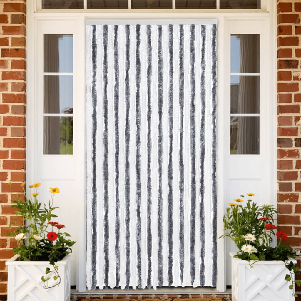 Fly Screen Curtain Grey and White 100 X 200 Cm Chenille