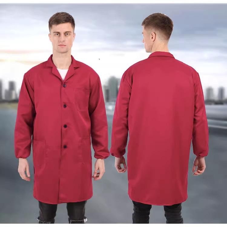 Thickened Blue Wear-Resistant Long Sleeve Lab Coat with Custom Print Logo for Labor Protection in Food Handling