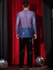 Lars Amadeus Glitter Mesh Long Party Size S Men's T-Shirt, See-Through, Sleeve, Clubwear, Tee, Blue,
