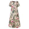 Women Round Neck Half Sleeve Flower Print Robes Style  Kaftan Loose Long Dress