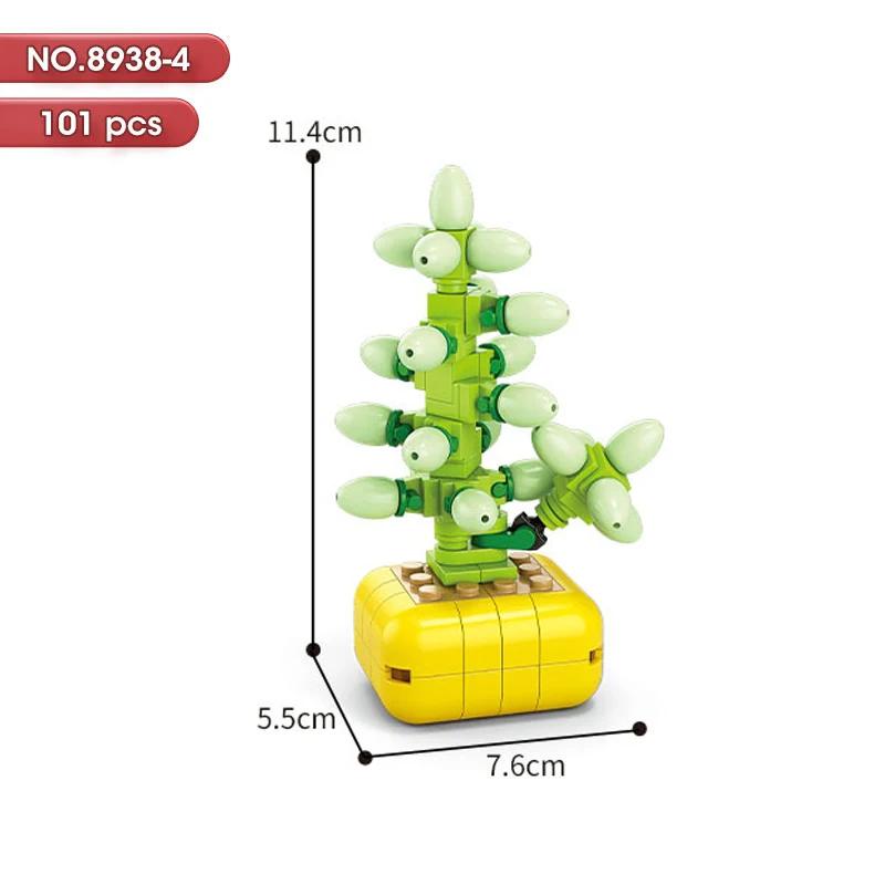 New Flowers Succulents Building Blocks Everlasting Bonsai Tree Gardens Romantic Girls Bricks Potted Plants Hot Model Kids Toys